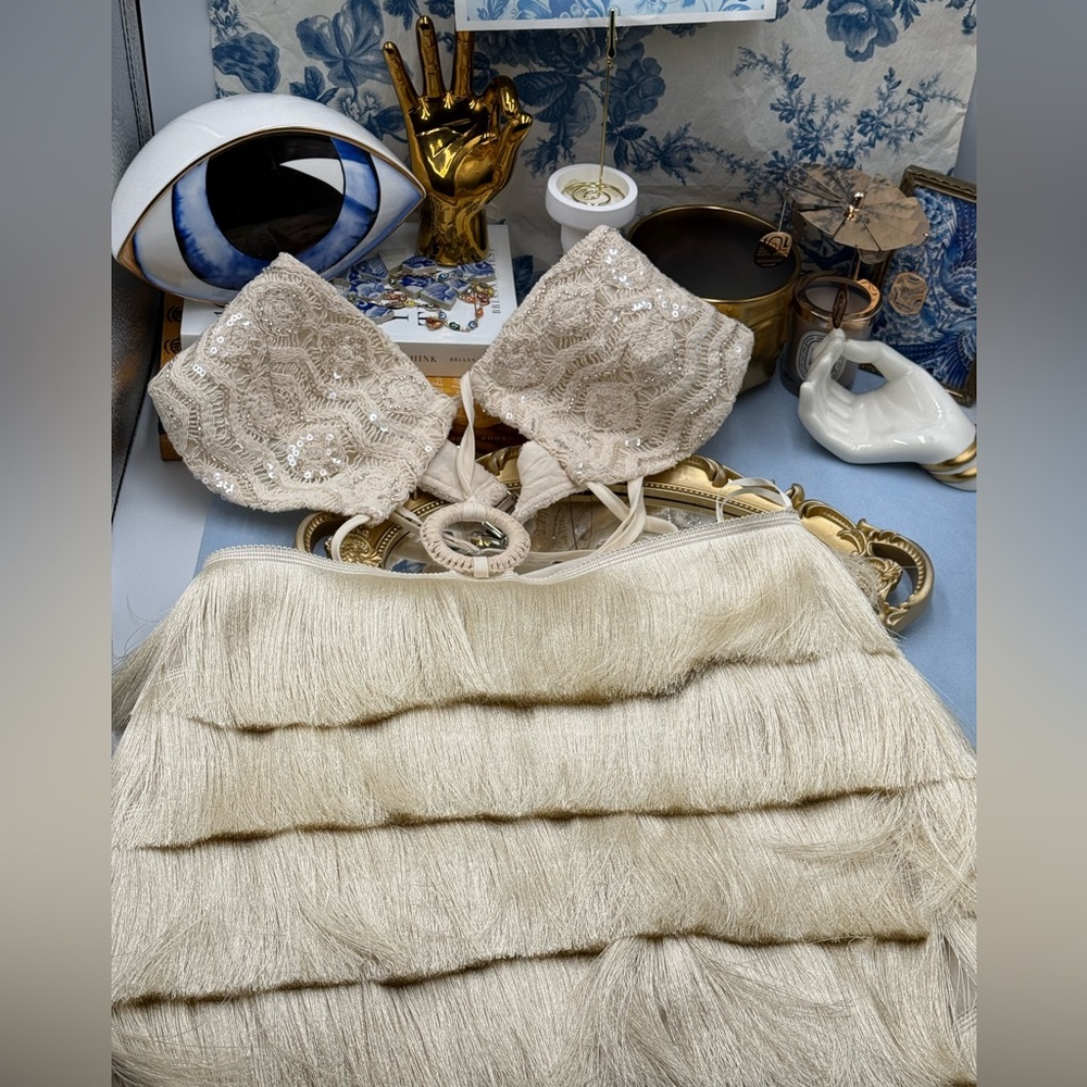 🆕 PATBO 🧿 NWOT Crochet Bloom Cut Out Mini Dress, Beige - Sz US 8 BR 40 - Picture 15 of 17